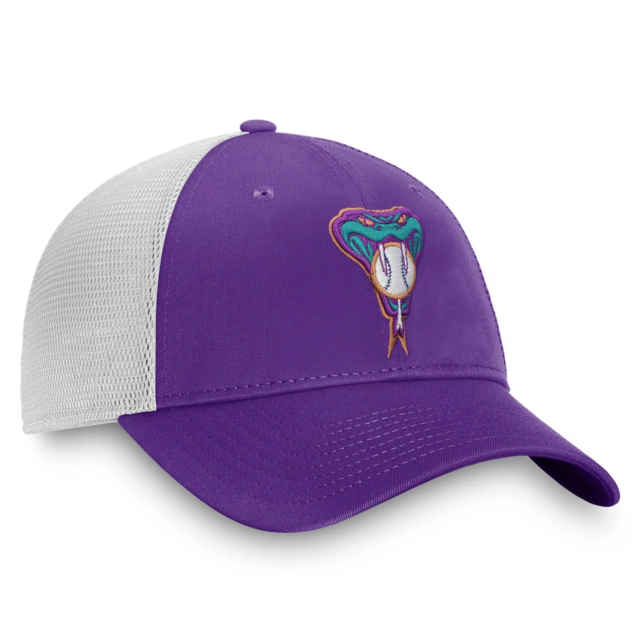 Men's Arizona Diamondbacks Fanatics Branded Purple/White Cooperstown Collection Core Trucker Snapback Hat - Image 3