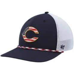 Men's Cincinnati Reds '47 Navy/White Flag Fill Trucker Snapback Hat