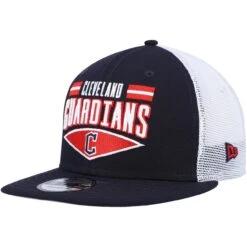 Men's Cleveland Guardians New Era Navy/White Base Trucker 9FIFTY Snapback Hat