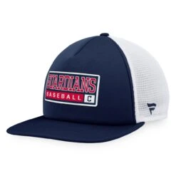 Men's Cleveland Guardians Majestic Navy/White Foam Trucker Snapback Hat