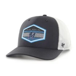 Men's Miami Marlins '47 Black/White Burgess Trucker Snapback Hat