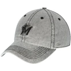 Women's Miami Marlins '47 Gray Mist Clean Up Adjustable Hat