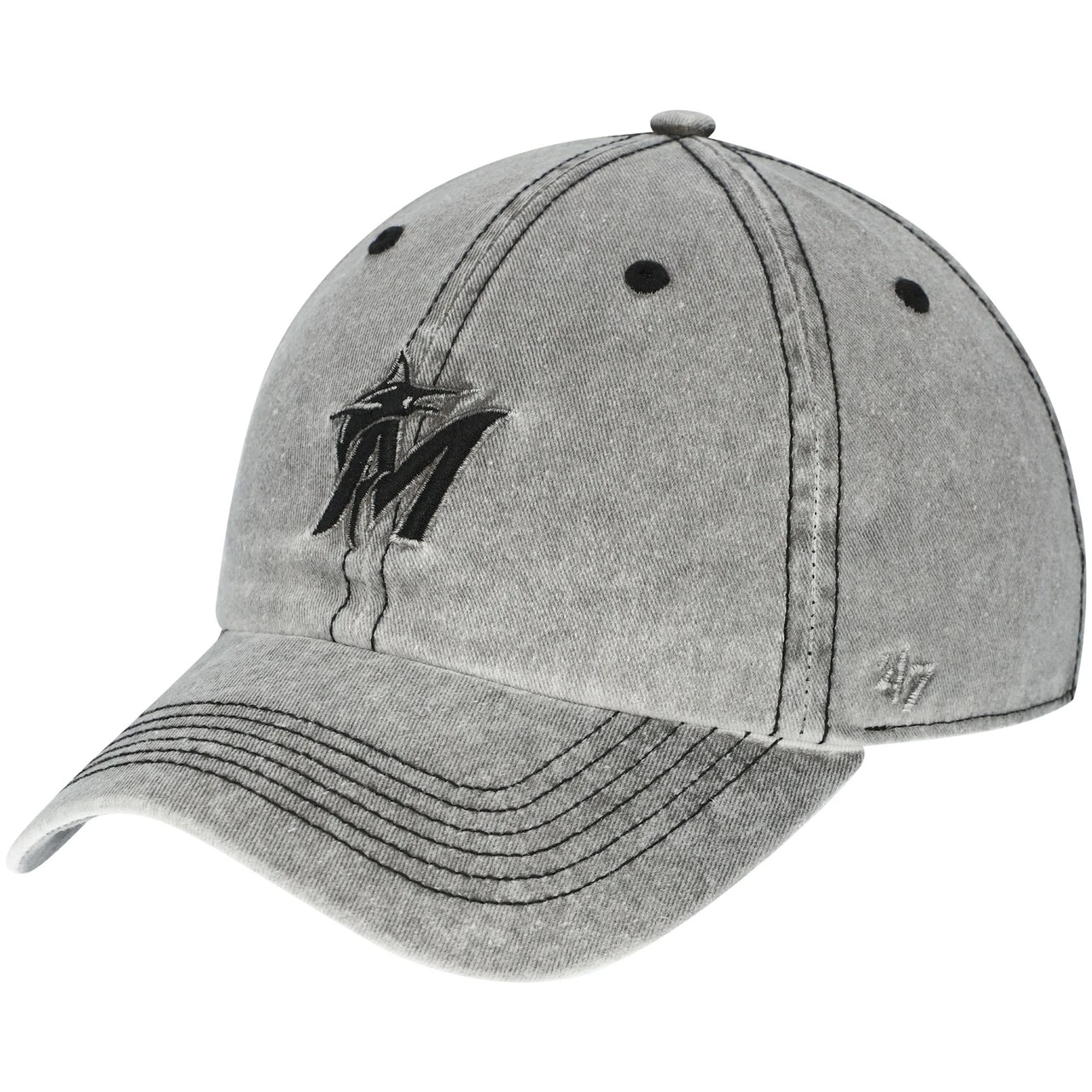 Women's Miami Marlins '47 Gray Mist Clean Up Adjustable Hat