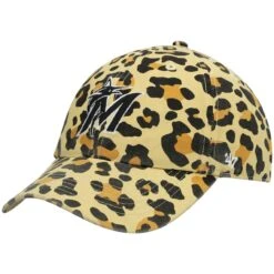 Women's Miami Marlins '47 Tan Bagheera Cheetah Clean Up Adjustable Hat