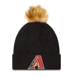 Women's Arizona Diamondbacks New Era Black Snowy Cuffed Knit Hat With Pom