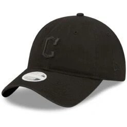 Women's Cleveland Guardians New Era Black On Black Core Classic II 9TWENTY Adjustable Hat