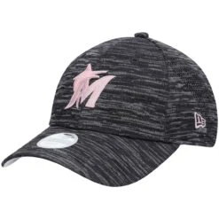 Women's Miami Marlins New Era Heathered Charcoal Tech 9FORTY Adjustable Hat