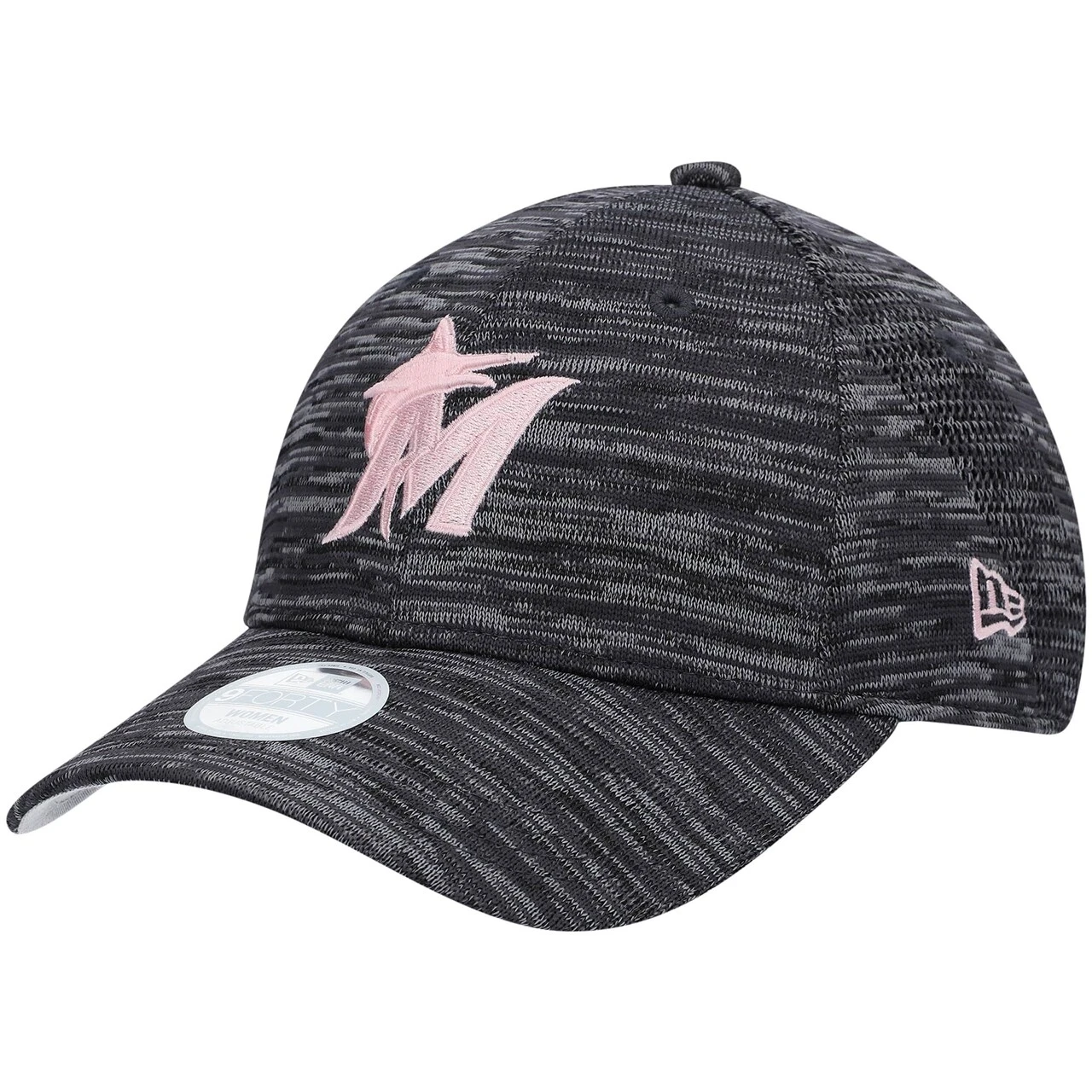 Women's Miami Marlins New Era Heathered Charcoal Tech 9FORTY Adjustable Hat