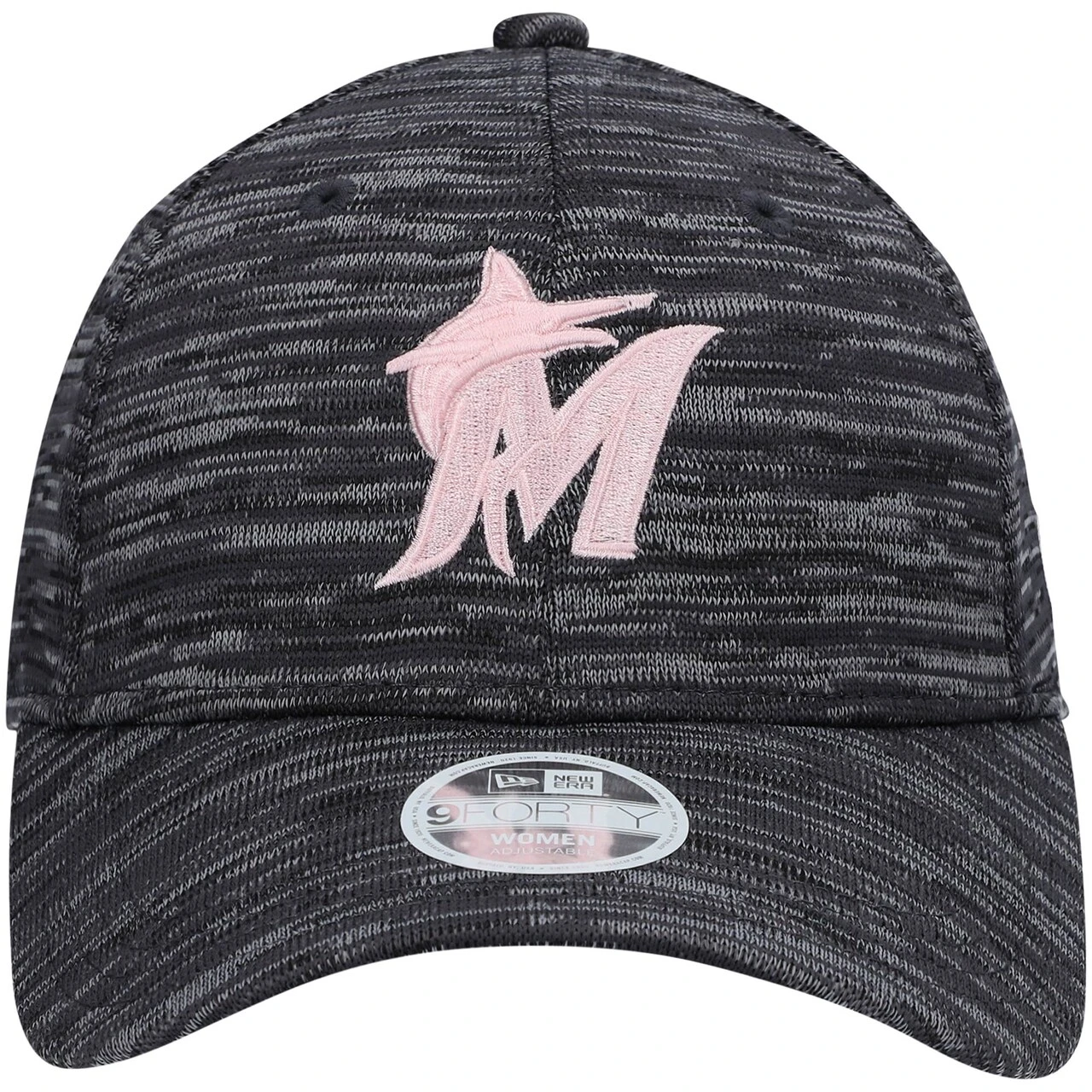 Women's Miami Marlins New Era Heathered Charcoal Tech 9FORTY Adjustable Hat - Image 2