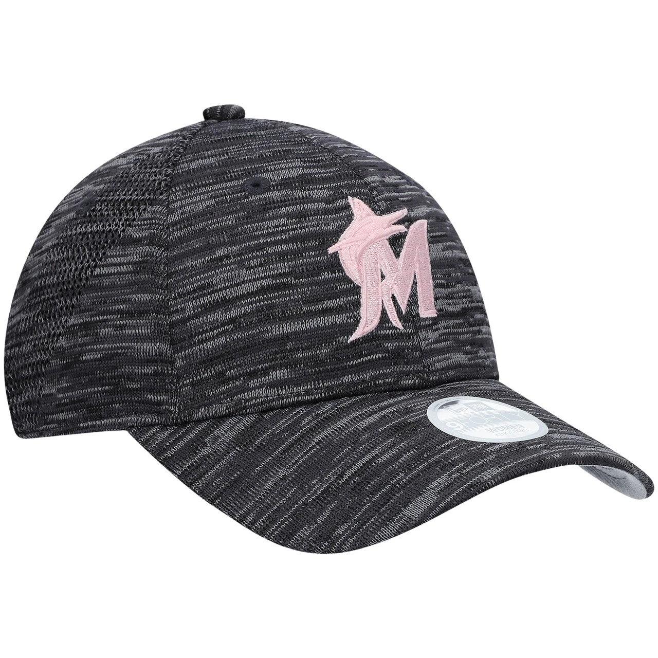 Women's Miami Marlins New Era Heathered Charcoal Tech 9FORTY Adjustable Hat - Image 3