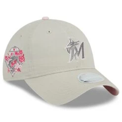 Women's Miami Marlins New Era Khaki 2023 Mother's Day 9TWENTY Adjustable Hat