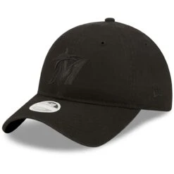 Women's Miami Marlins New Era Black On Black Core Classic II 9TWENTY Adjustable Hat