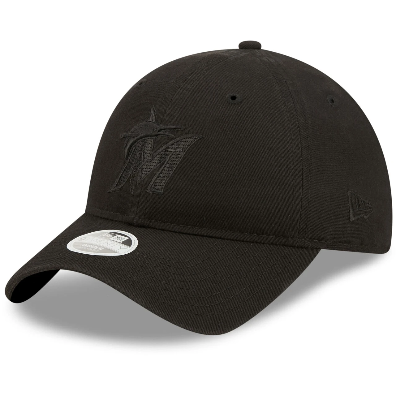 Women's Miami Marlins New Era Black On Black Core Classic II 9TWENTY Adjustable Hat