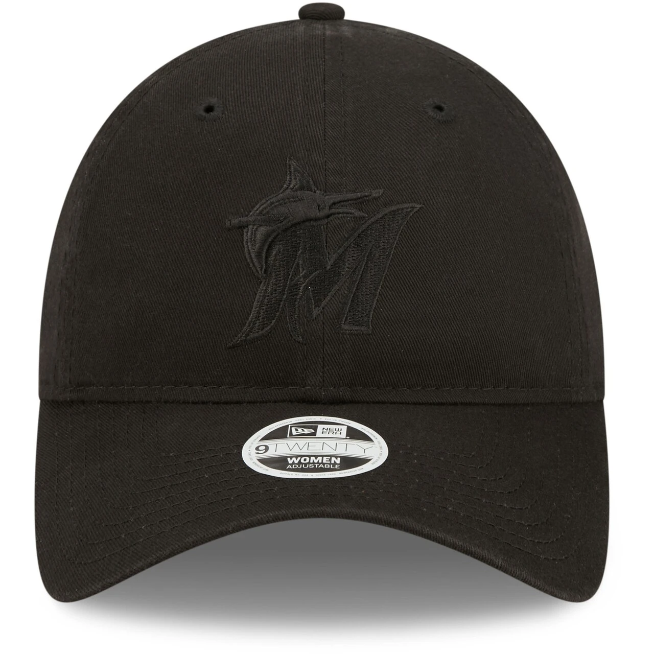 Women's Miami Marlins New Era Black On Black Core Classic II 9TWENTY Adjustable Hat - Image 2