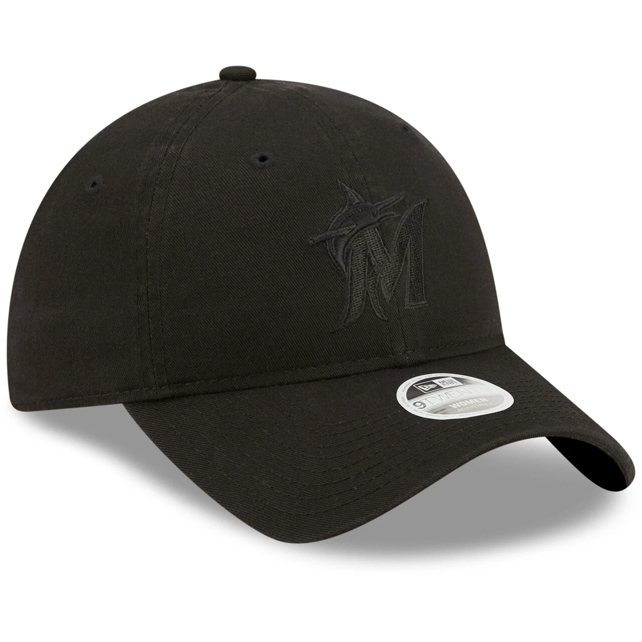 Women's Miami Marlins New Era Black On Black Core Classic II 9TWENTY Adjustable Hat - Image 3