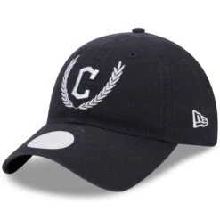 Women's Cleveland Guardians New Era Navy Leaves 9TWENTY Adjustable Hat