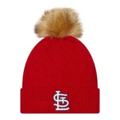 Women's St. Louis Cardinals New Era Red Snowy Cuffed Knit Hat With Pom