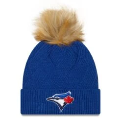 Women's Toronto Blue Jays New Era Royal Snowy Cuffed Knit Hat With Pom