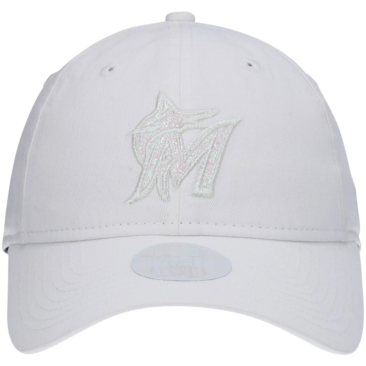 Women's Miami Marlins New Era White 9TWENTY Glisten Adjustable Hat - Image 2