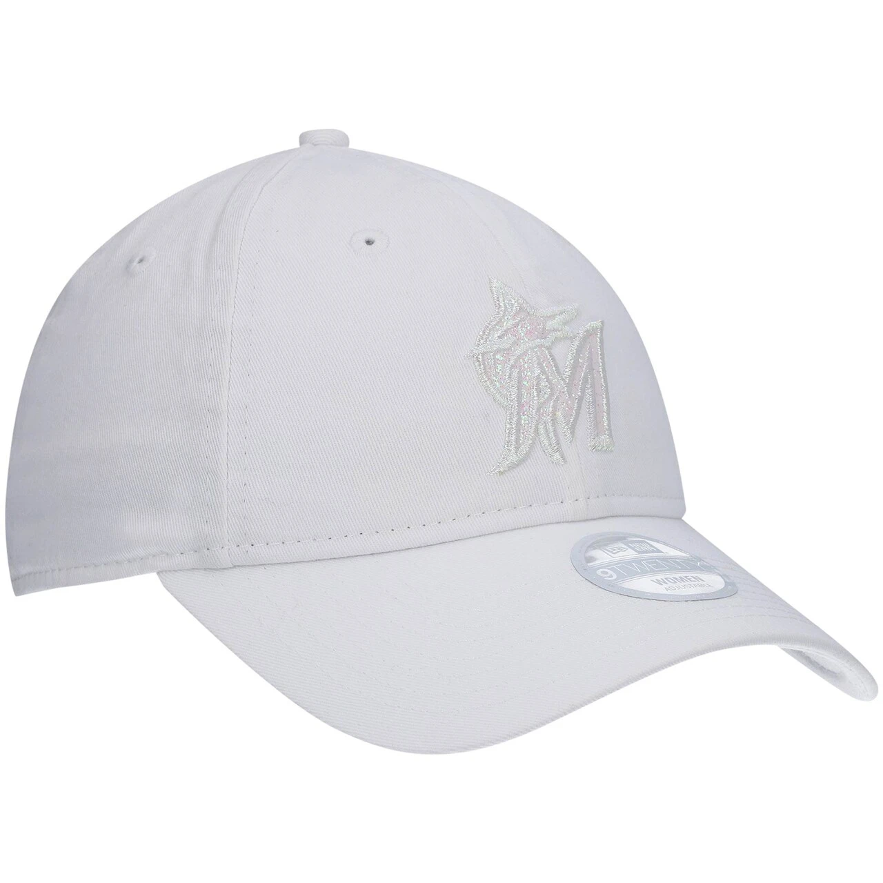 Women's Miami Marlins New Era White 9TWENTY Glisten Adjustable Hat - Image 3
