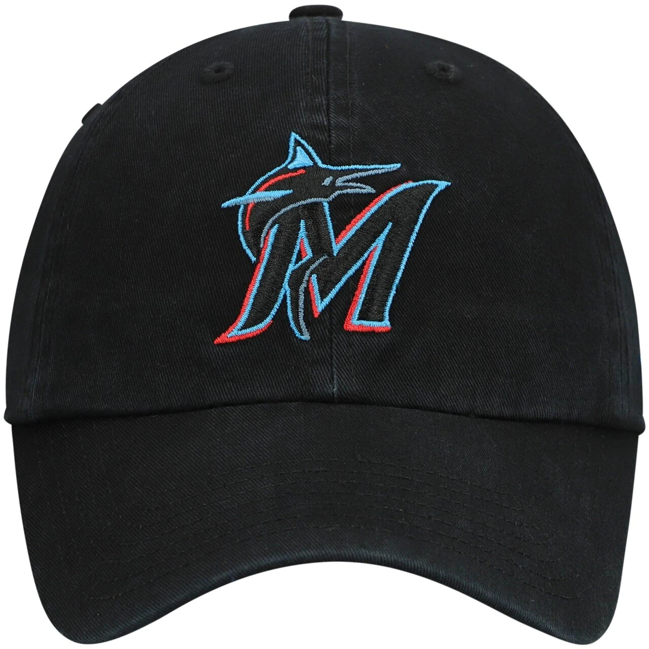 Youth Miami Marlins '47 Black Team Logo Clean Up Adjustable Hat - Image 2