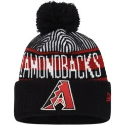 Youth Arizona Diamondbacks New Era Black Striped Cuffed Knit Hat With Pom