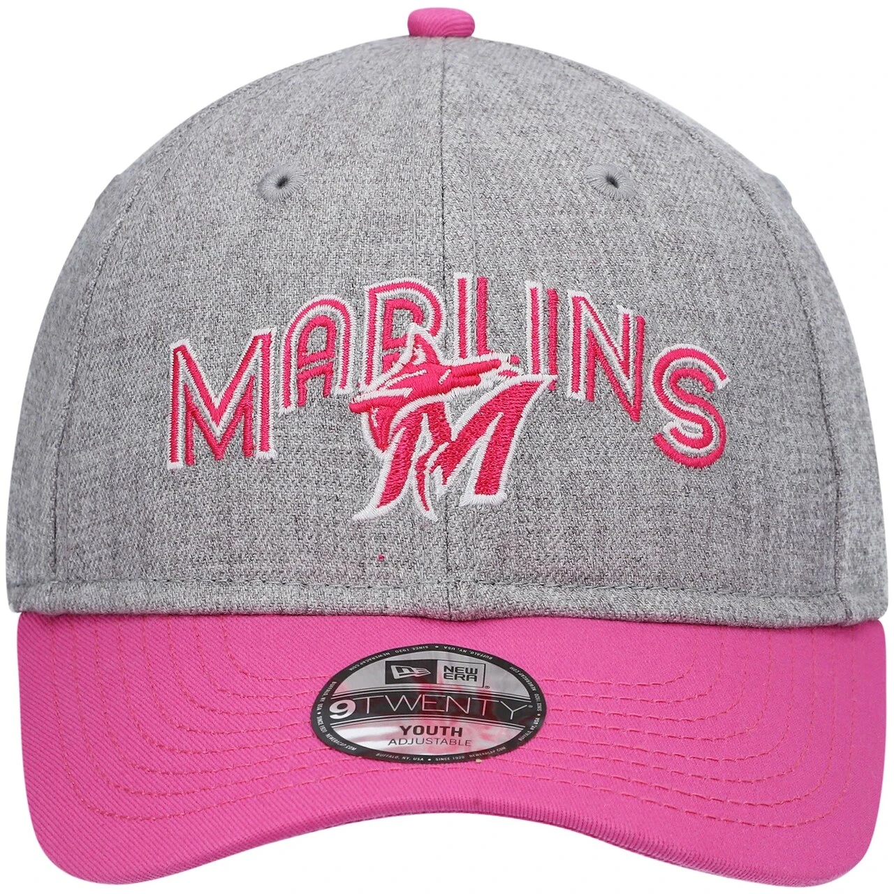Youth Miami Marlins New Era Gray Arch 9TWENTY Adjustable Hat - Image 2
