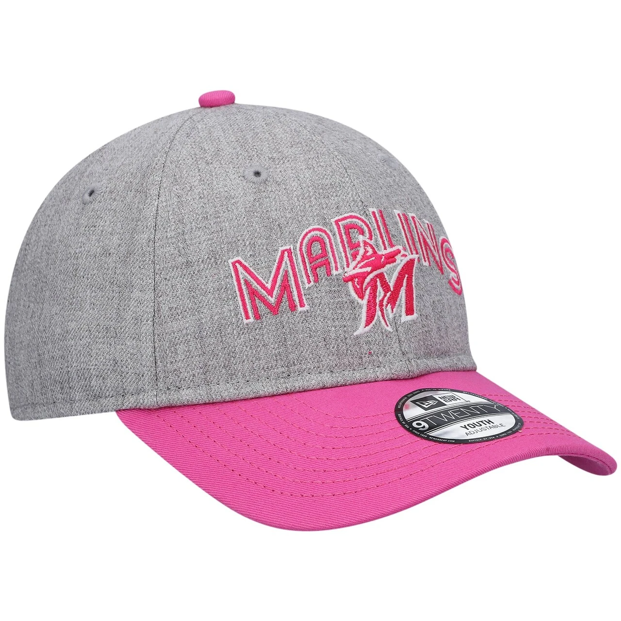 Youth Miami Marlins New Era Gray Arch 9TWENTY Adjustable Hat - Image 3